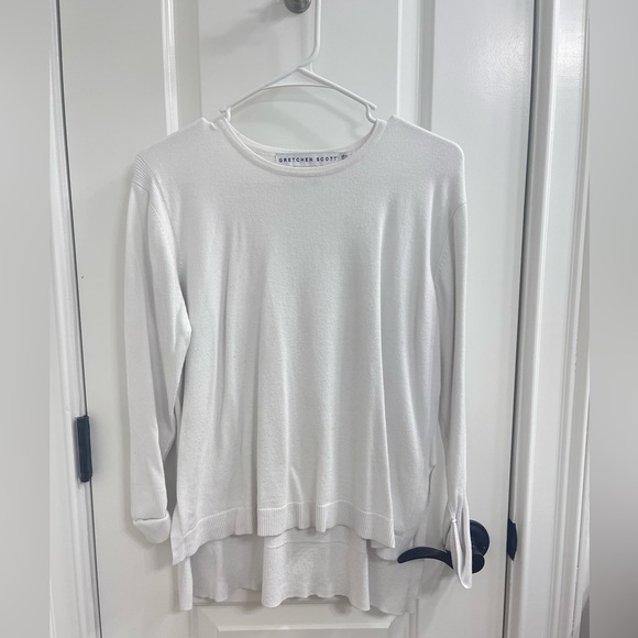 Gretchen Scott Sneek A Peek Knit Sweater- White XS - Picture 2 of 3